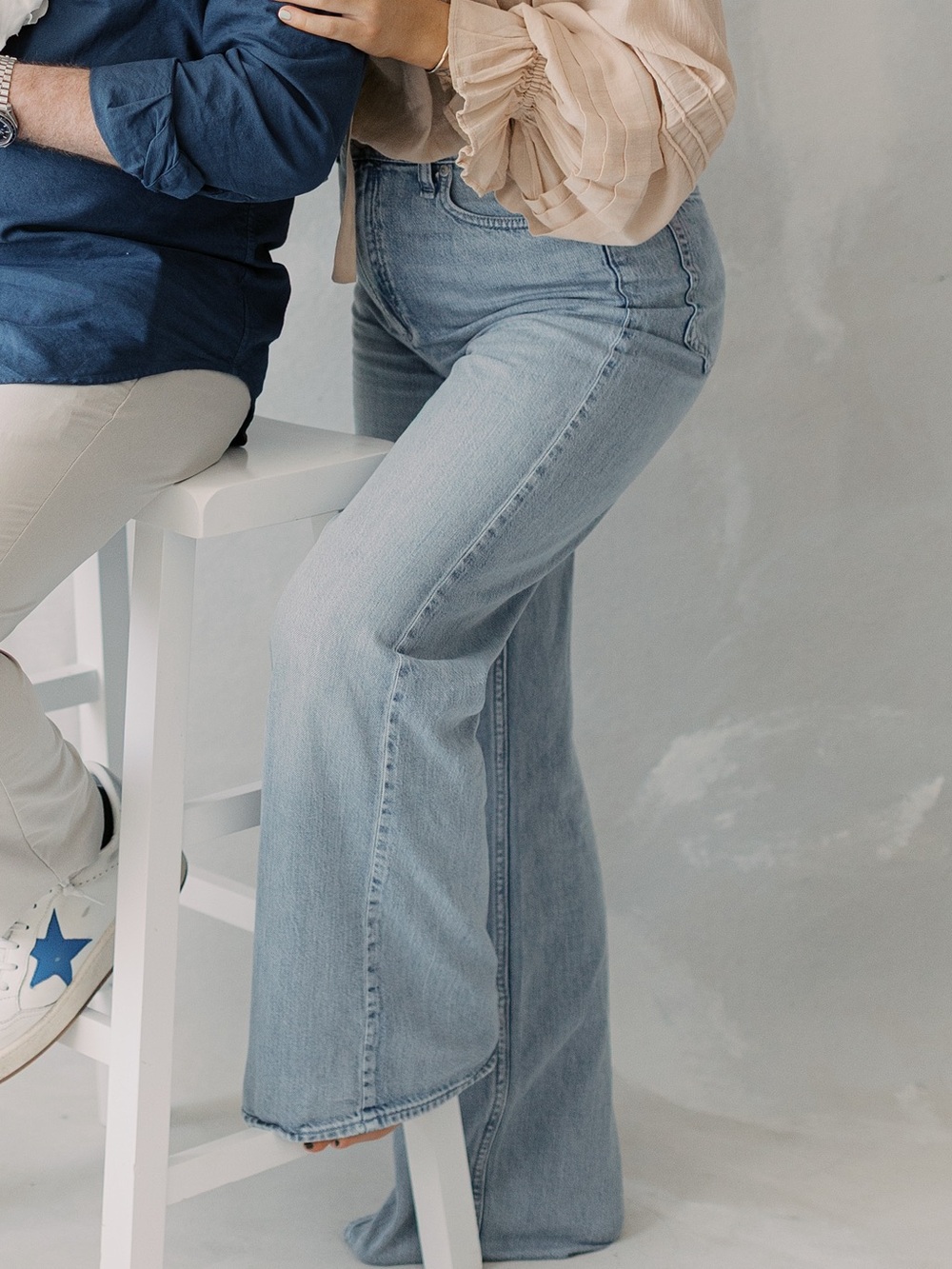 rag & bone Light Blue Wide Leg Jeans